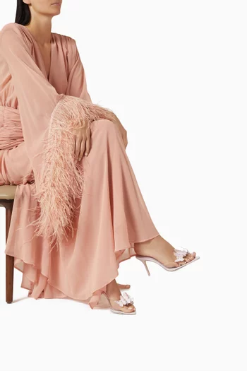 حذاء فانيسا مفتوح من الخلف مرصع باللؤلؤ بكعب 85 مم وأجزاء شفافة