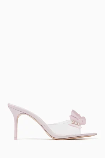 حذاء فانيسا مفتوح من الخلف مرصع باللؤلؤ بكعب 85 مم وأجزاء شفافة