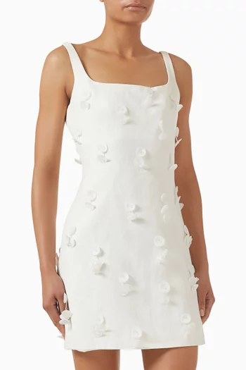 Cailinn Appliqué Mini Dress in Linen Blend