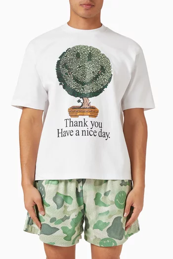 Smiley Bonsai Tree T-shirt in Cotton
