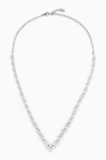 Statement Marquise & Pear Diamond Tennis Necklace in 18kt White Gold