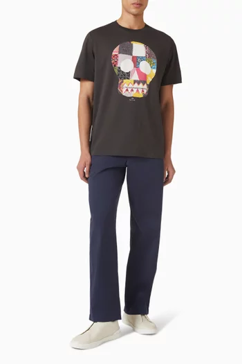 تي شيرت بطبعة بجمجمة قطن