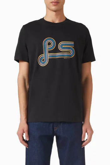 تي شيرت بشعار مموج قطن