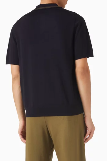 تي شيرت بولو منسوج من صوف مارينو