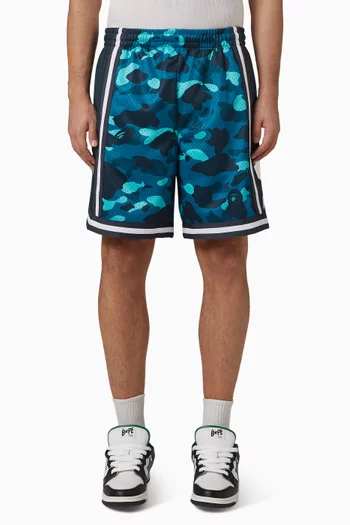 شورت بنقشة مموهة ملونة قماش شبكي