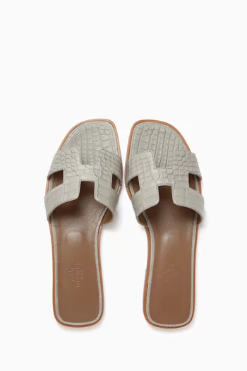 حذاء مفتوح أوران جلد تمساح غير لامع غير مستعمل، مقاس 38.5 بالمقاسات الأوروبية