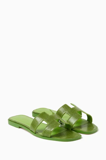 حذاء مفتوح اوران جلد حرباء غير مستعمل، مقاس 38.5 بالمقاسات الأوروبية