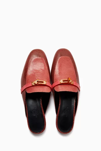 حذاء أوز مفتوح من الخلف جلد حرباء غير مستعمل، مقاس 38.5 بالمقاسات الأوروبية