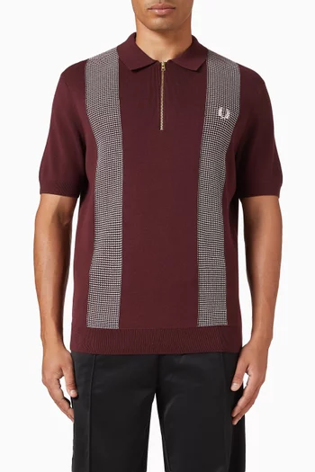 Panel Detail Knitted Shirt in Combed Cotton