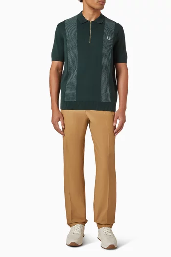 Panel Detail Knitted Shirt in Combed Cotton