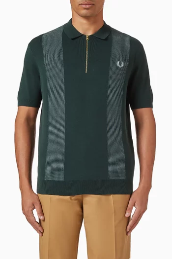 Panel Detail Knitted Shirt in Combed Cotton