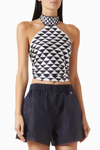 Printed Halter Top in Silk Twill