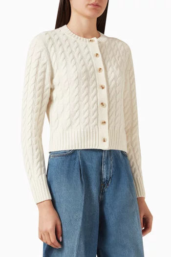 كارديغان صوف مارينو ومنسوج بغرزة الضفيرة