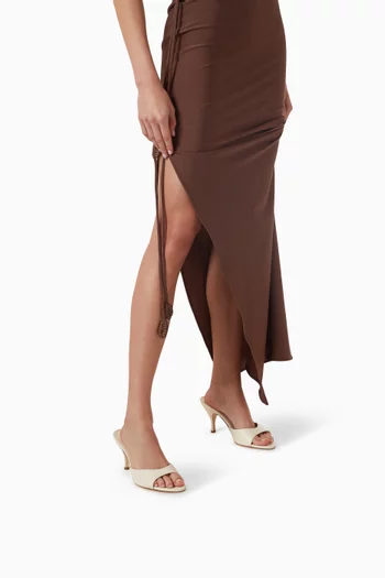 حذاء سامية مفتوح من الخلف بكعب 75 مم جلد نابا