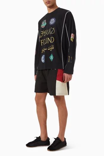 تي شيرت جيرسيه بطبعات شعار الماركة بلغات مختلفة قطن