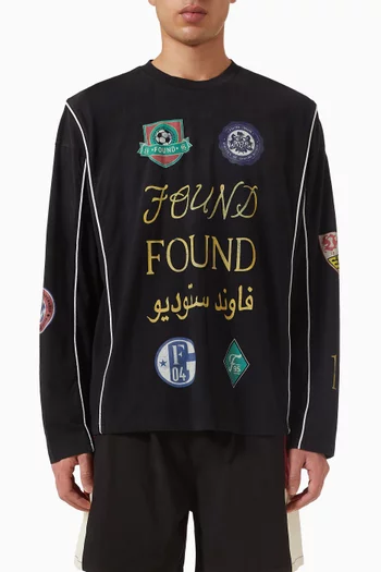 تي شيرت جيرسيه بطبعات شعار الماركة بلغات مختلفة قطن