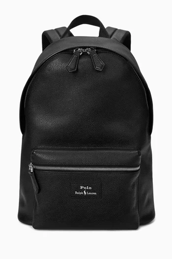 Logo Backpack in Pebbled Leather