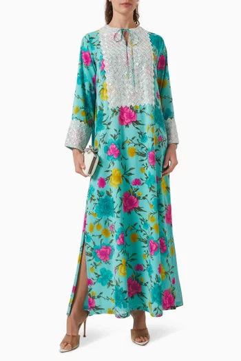 Floral-print Kaftan in Chiffon