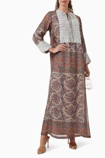 Floral-print Kaftan in Chiffon