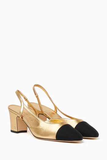 Unused Cap Toe Slingback Pumps in Leather