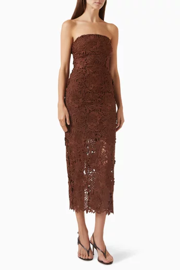 rotate birger christensen embroidered strapless midi dress Beaded Midi Tube Dress | ROTATE Birger Christensen