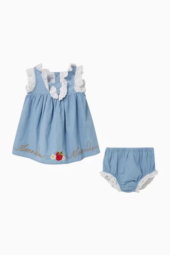Strawberry Embroidery Dress & Bloomers in Cotton