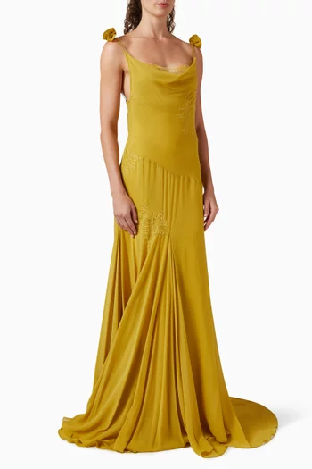 Dia Cowl-neck Dress in Silk Chiffon
