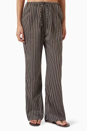 بنطال سابل بنقشة مخططة مزيج حرير