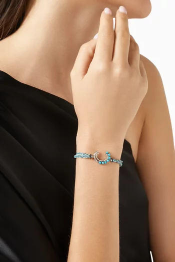 Curved Diamond & Turquoise Bracelet in 10kt Gold