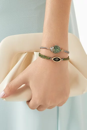 Eye Onyx & Emerald Bracelet in 10kt Gold