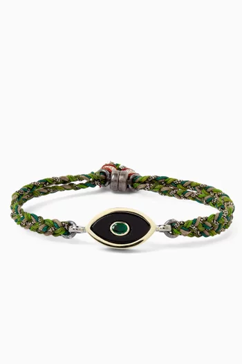 Eye Onyx & Emerald Bracelet in 10kt Gold