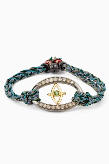 Eye Tourmaline & Diamond Bracelet in Sterling Silver