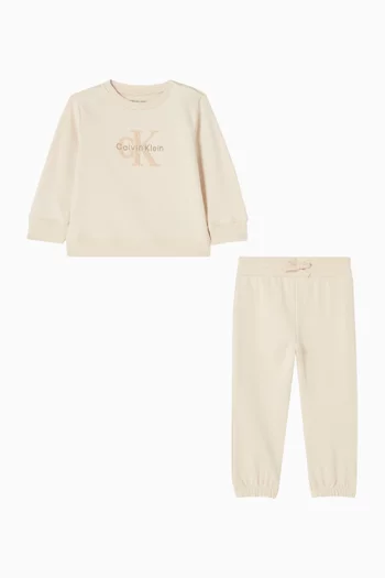 طقم سويت شيرت وبنطال رياضي قطن تيري