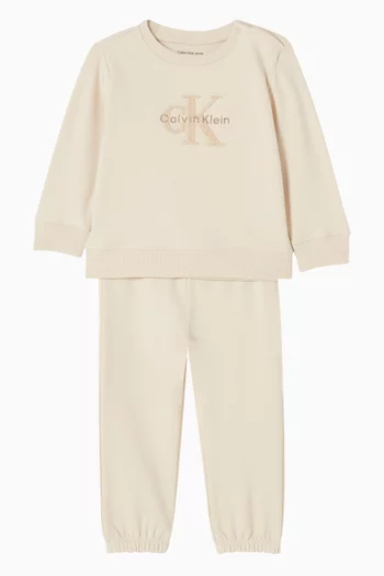 طقم سويت شيرت وبنطال رياضي قطن تيري