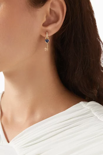 قرط دائري منفرد كي اوف لوف مرصع بالماس ذهب عيار 18