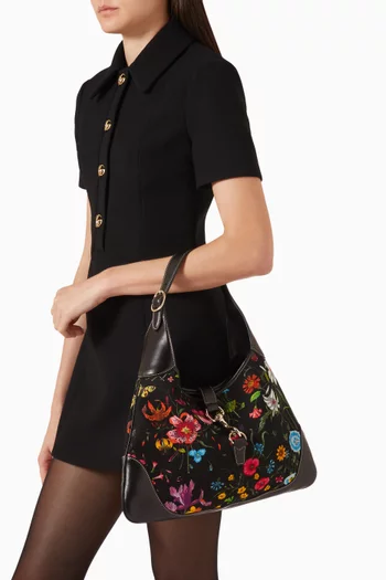 حقيبة كتف جاكي قنب بنقشة زهور