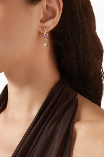 قرط منفرد كي اوف لوف مرصع بالماس ذهب عيار 18