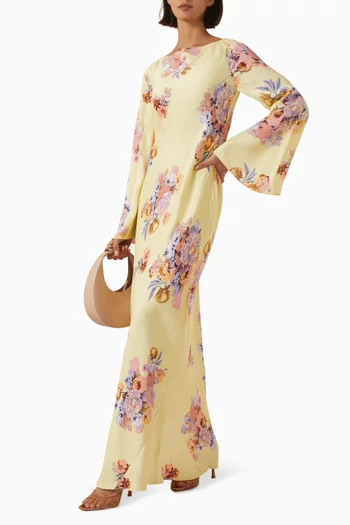 فستان كيشا مزين بنقشة ستان