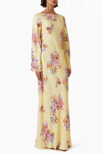 فستان كيشا مزين بنقشة ستان