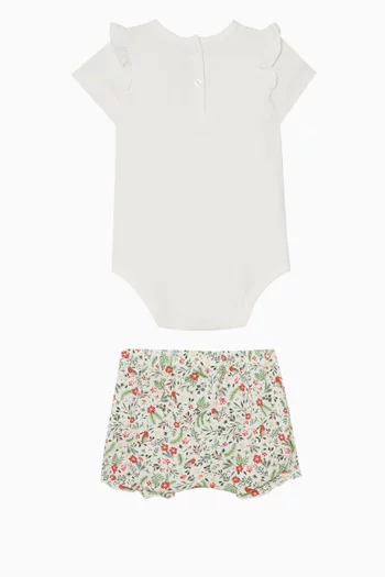 Festive Red Robin Bodysuit & Shorts Set in Cotton