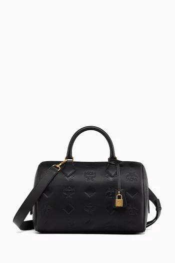 حقيبة ايلا بوسطن متوسطة جلد بنقشة فيزيتوس