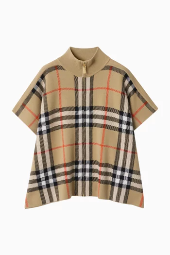 كاب بنقشة مربعات بوجهين صوف