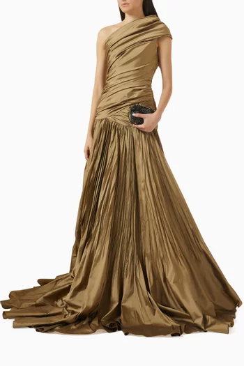 One-shoulder Ruched Gown