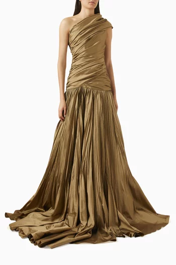 One-shoulder Ruched Gown