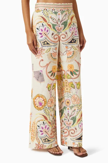 بنطال بينيت بنقشة قطن كتان