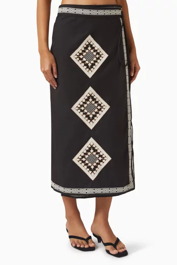 تنورة لوكا متوسطة الطول بتصميم ملفوف قطن