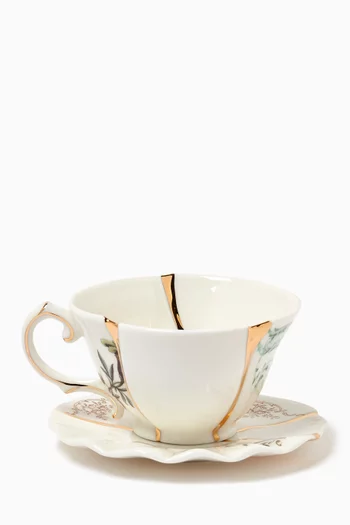 طقم شاي كينتسوغي بورسلين وذهب