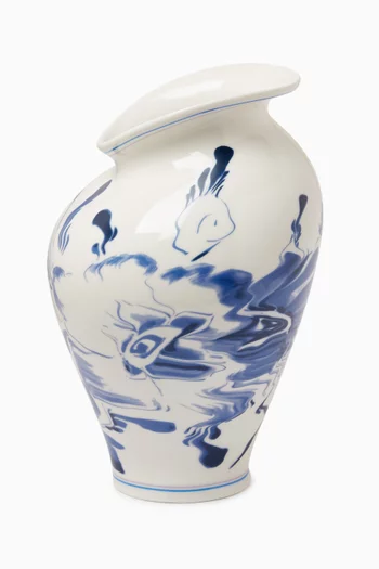 مزهرية كلاسيكس بورسلين دلفت بنقشة زهور