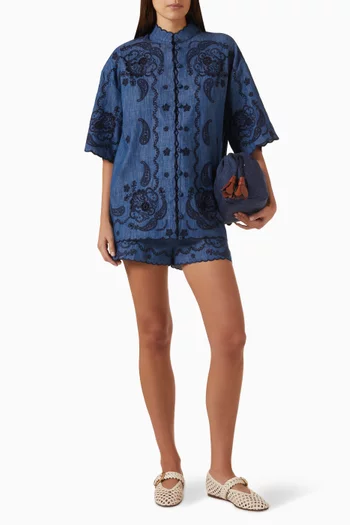 Aster Embroidered Shirt in Denim