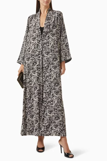 Mixed Print Abaya in Chiffon